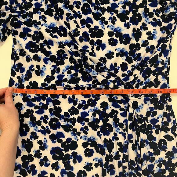 Lauren Ralph Lauren Cocktail Dress Size 16 ALine Blue Floral Stretch Event Party - Picture 12 of 13